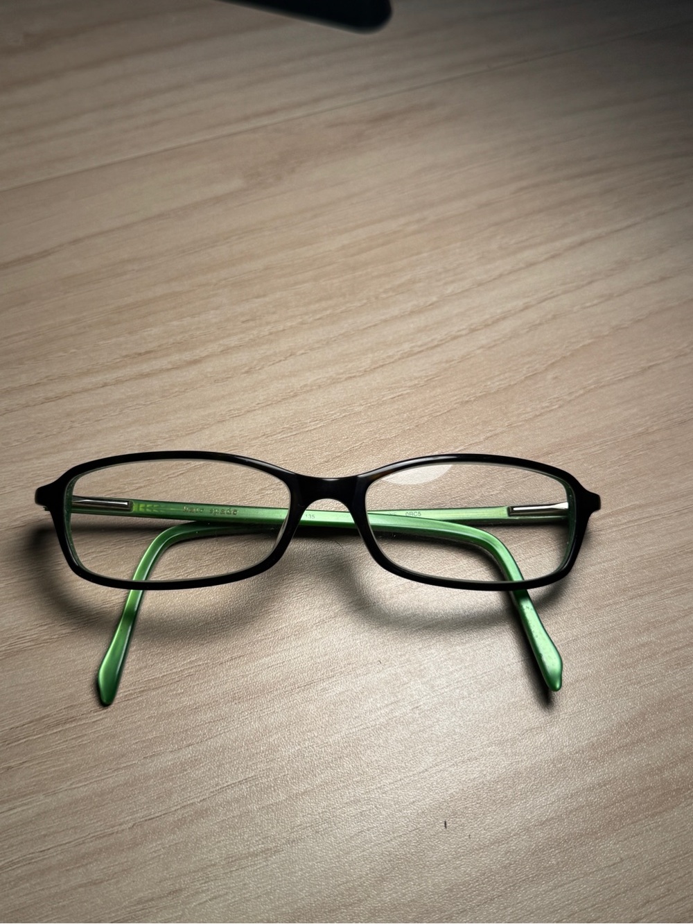 Kate Spade Rectangular Glasses with Black Frame and Green Temples